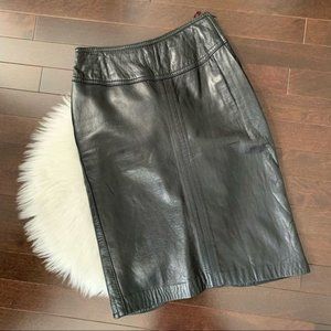 Vintage Bagatelle black leather pencil skirt